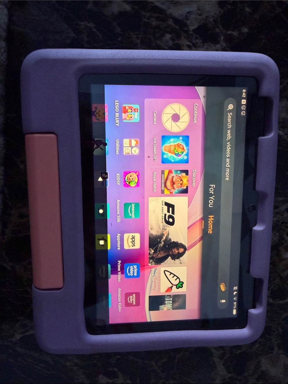 Child-Friendly Purple Tablet Case with Pink Accent - Protective Cover